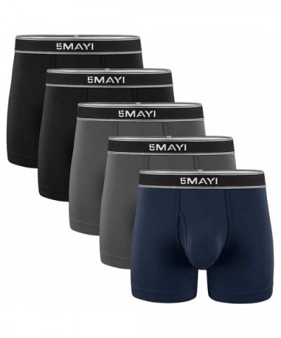 Mens Underwear Boxer Briefs Cotton Men's Boxer Briefs Underwear Men Pack Open Fly Pouch S M L XL XXL - E 5 Pairs Mens Boxer B...