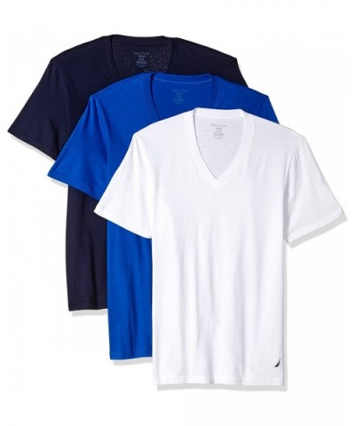 Men's Cotton V-Neck T-Shirt-Multi Packs - Peacoat/Cobalt/White - 3 Pack - C0184W6XT3X $68.57 Undershirts