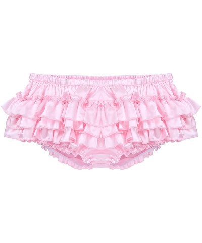 Men's Sexy Lingerie Satin Ruffle Skirted Sissy Panties Briefs Underwear - Pink - CR18E9SM6U3 $31.12 Briefs