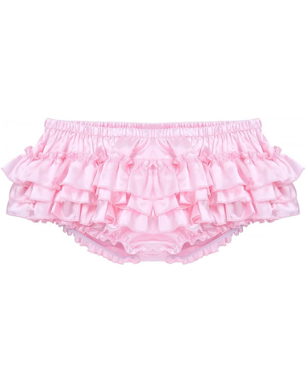 Men's Sexy Lingerie Satin Ruffle Skirted Sissy Panties Briefs Underwear - Pink - CR18E9SM6U3 $31.12 Briefs