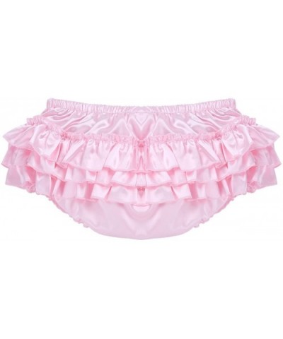 Men's Sexy Lingerie Satin Ruffle Skirted Sissy Panties Briefs Underwear - Pink - CR18E9SM6U3 $31.12 Briefs