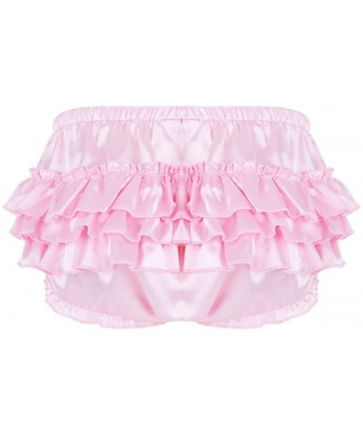 Men's Sexy Lingerie Satin Ruffle Skirted Sissy Panties Briefs Underwear - Pink - CR18E9SM6U3 $31.12 Briefs