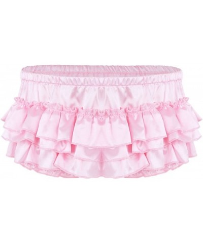 Men's Sexy Lingerie Satin Ruffle Skirted Sissy Panties Briefs Underwear - Pink - CR18E9SM6U3 $31.12 Briefs