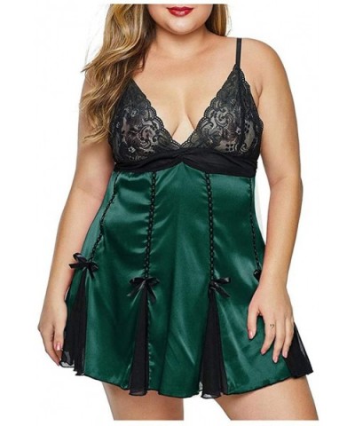 Plus Size Women Lingerie Lace Underwire Racy Muslin Sleepwear Underwear Nightdress- Lingerie for Women - Green - CG196IX009Q ...