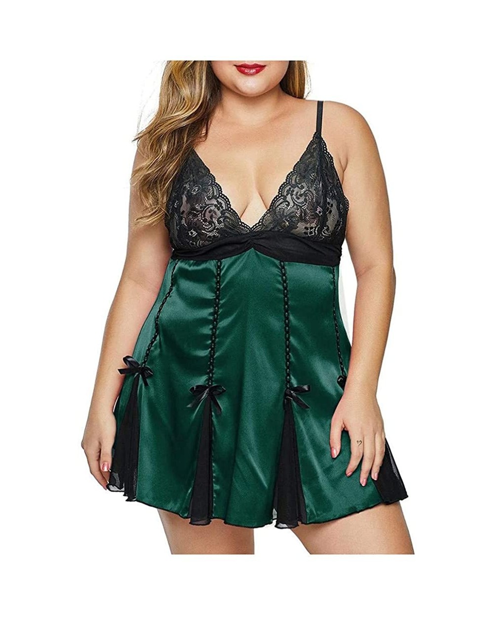 Plus Size Women Lingerie Lace Underwire Racy Muslin Sleepwear Underwear Nightdress- Lingerie for Women - Green - CG196IX009Q ...