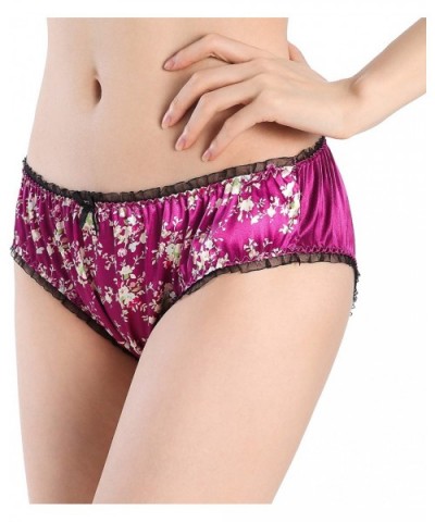 Women's Floral Satin Tanga Bikini Briefs Panties Knickers - Purple - CJ199Q3I60I $25.83 Panties