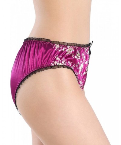 Women's Floral Satin Tanga Bikini Briefs Panties Knickers - Purple - CJ199Q3I60I $25.83 Panties