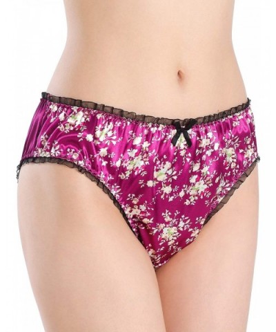 Women's Floral Satin Tanga Bikini Briefs Panties Knickers - Purple - CJ199Q3I60I $25.83 Panties