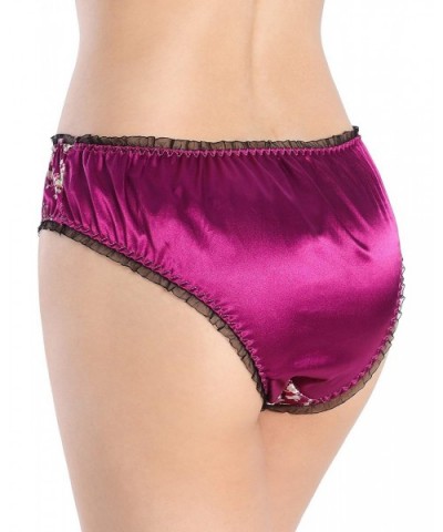 Women's Floral Satin Tanga Bikini Briefs Panties Knickers - Purple - CJ199Q3I60I $25.83 Panties