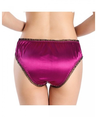 Women's Floral Satin Tanga Bikini Briefs Panties Knickers - Purple - CJ199Q3I60I $25.83 Panties