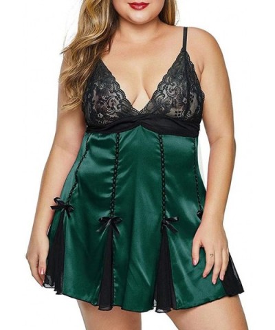 Plus Size Women Lingerie Lace Underwire Racy Muslin Sleepwear Underwear Nightdress- Lingerie for Women - Green - CG196IX009Q ...