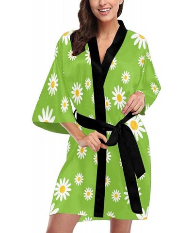 Custom White Daisies Women Kimono Robes Beach Cover Up for Parties Wedding (XS-2XL) - Multi 1 - CW194TDZ0AS $76.49 Robes