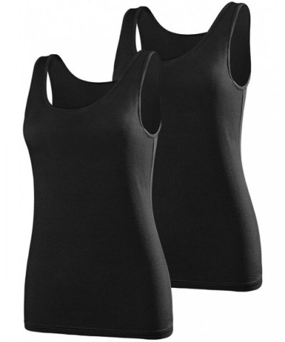 Stretch Women Tank Tops Sleeveless Undershirt 2-4 Pack - 2 Pack-black/Black - CC18I0T5RXW $23.54 Camisoles & Tanks