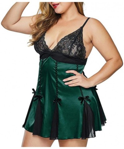 Plus Size Women Lingerie Lace Underwire Racy Muslin Sleepwear Underwear Nightdress- Lingerie for Women - Green - CG196IX009Q ...