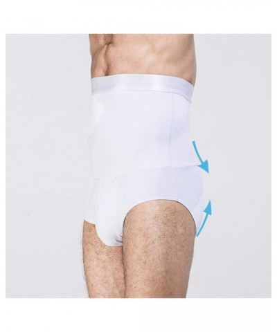 Men's Shapewear High-waist Slimming Body Shaper Tummy Control Boxer Briefs Underwear - White - CQ18WCAWWYZ $27.12 Shapewear