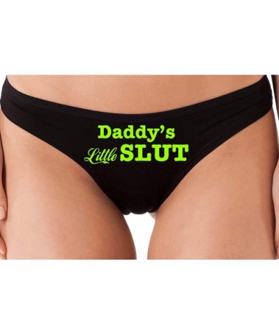 Daddys Little Slut Lil DDLG BDSM Sexy Black Thong Underwear - Lime Green - CQ18LSWMRSY $22.13 Panties