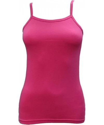 Ladies Cotton Lycra Spaghetti Strap Quality Camisole Vest Tops(ref 2247) - Hot Pink - CC12N3WCKRJ $26.92 Camisoles & Tanks