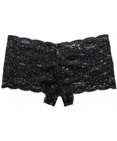 Sexy Underwear Lace- New Sexy Women Lace Lingerie Plus Size Underwear Open Crotch Bowknot Underwear - Black - C418XQDMN9O $13...