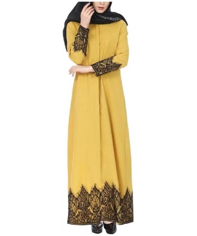 Womens Gown Islamic Solid Middle East Ethnic Style Lace Trim Kaftan - As1 - CH19DCXU3Q6 $52.49 Nightgowns & Sleepshirts