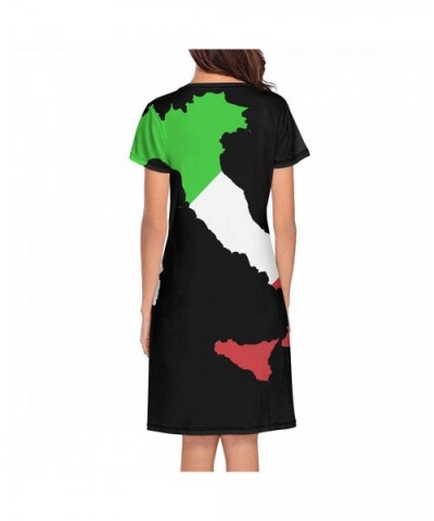 Women's Girls Crazy Nightgowns Nightdress Short Sleeve Sleepwear Cute Sleepdress - Italian Flag Map - CH192YKKS33 $48.19 Nigh...