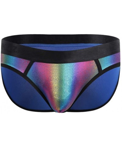 Men's Colorful Reflective Rainbow Breathable Comfort Stretch Nylon Boxer Brief Low Rise Underwear for Show - Colorful - CA192...