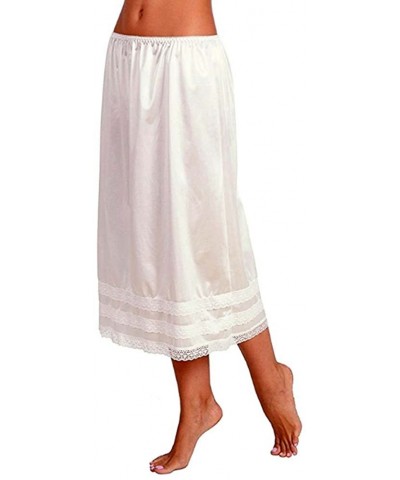 Women's Solid Smooth Lace Trim Half Skirt Slip Underskirt L-XXXL - Ivory - C718ERHZTQQ $18.10 Slips