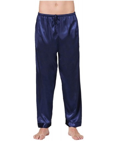 Mens Faux Silk Satin Pajamas Pants Men Comfortable Lounge Pants Breathable Sleep Bottoms 废Sleepwear - Blue1 - CB18WR6760U $34...