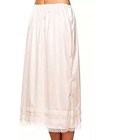 Women's Solid Smooth Lace Trim Half Skirt Slip Underskirt L-XXXL - Ivory - C718ERHZTQQ $18.10 Slips