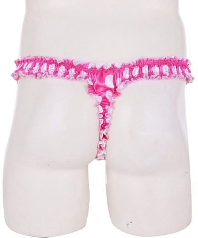 Men's Satin Ruffle Frilly Sissy Pouch Panties Low Rise G-String Thong Crossdress Underwear - Rose - CZ199OTU0MI $25.35 G-Stri...