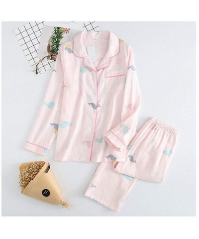 Maple Leaf Pajama Sets Women Gauze Cotton Long Sleeve Casual Sleepwear Women Pajamas Summer - Ntz-2 - C91943KHXK5 $61.37 Sets