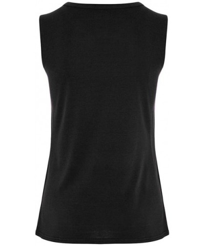 Fashion Women's Ladies Sleeveless O-Neck Blouse Letter Print Shirt Pullover Tops - Black - CB18OA6T8I8 $13.82 Accessories