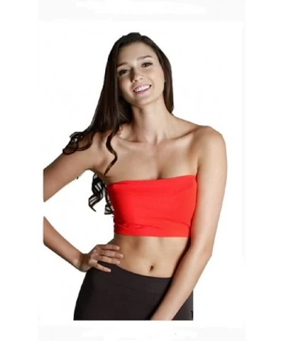 Women's Bandeau Top (One Size fits All Coral Red) - C0122DGMCCJ $16.25 Bras