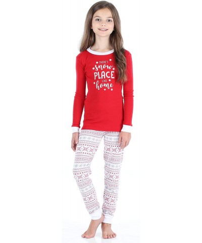 Holiday Family Matching Pajama PJ Sets- Bear- Deer- Snowflakes - Red Fairisle-kids - C3196I9NTXR $30.55 Sleep Sets