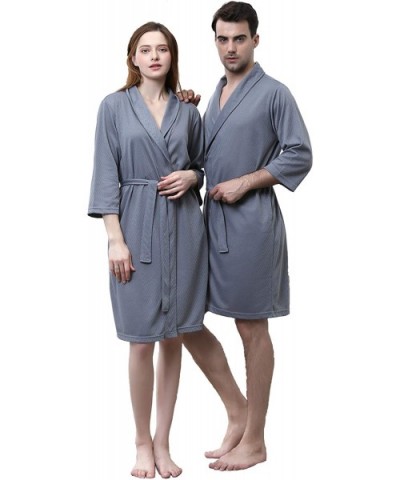 Waffle Women Bathrobe Lightweight Men Robe Short Kimono Sleepwear Summer - Men - Grey - CJ18HKM2NM9 $42.55 Robes