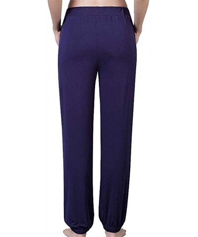 Casual Mosquito Pants Pajama- Women Cotton Stretch Knit Lounge Pants Bottoms Sleepants - Navy - CJ18S3MNURS $24.21 Bottoms