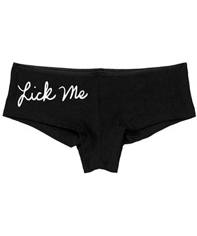 Women's Lick Me Cute Fun Booty Shorty Hot Sexy Boyshort - Black/White - CF11UPFFMJB $20.49 Panties