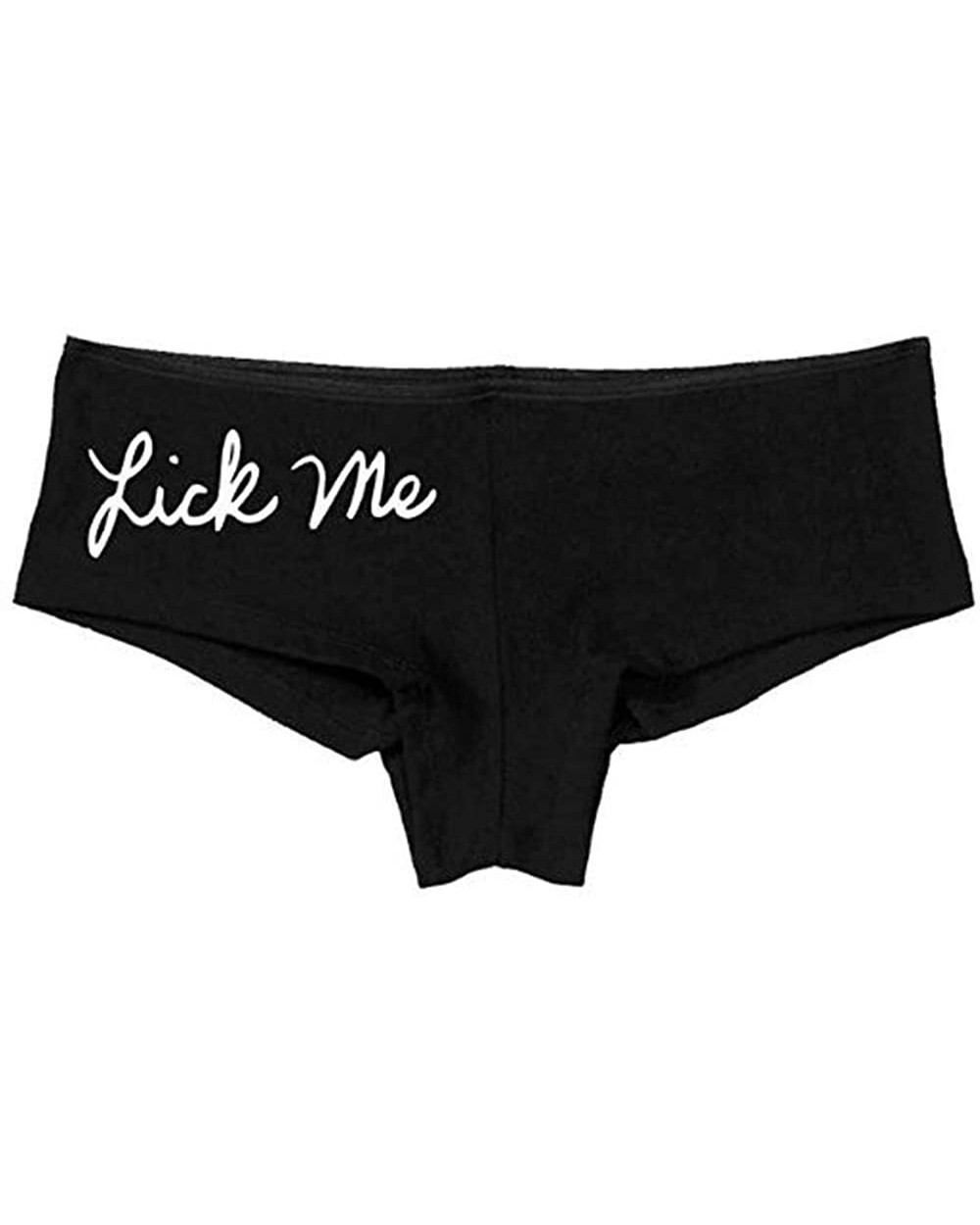 Women's Lick Me Cute Fun Booty Shorty Hot Sexy Boyshort - Black/White - CF11UPFFMJB $20.49 Panties