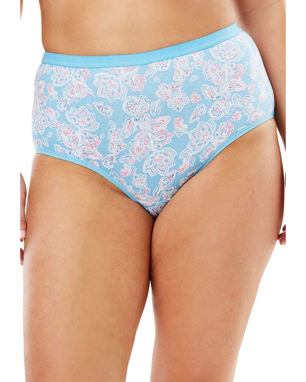 Women's Plus Size 3-Pack Stretch Cotton Full-Cut Brief Underwear - Crystal Sea Assorted (0064) - CY189YMX53S $20.52 Panties