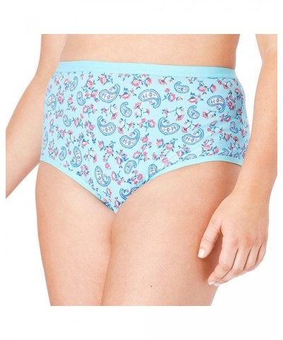 Women's Plus Size 3-Pack Stretch Cotton Full-Cut Brief Underwear - Crystal Sea Assorted (0064) - CY189YMX53S $20.52 Panties