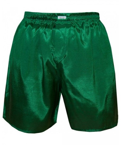 Men's Underwear Sleepwear Thai Silk Boxer Shorts - Green - CX18556YO7T $27.17 Boxers