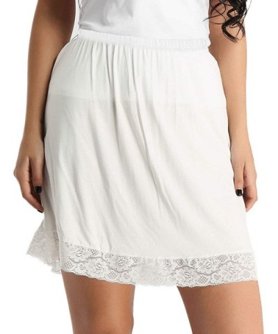 Womens Floral Lace Trim Knee Length Half Slips Vintage Soft Short Petticoat Underskirt - White - CG18L4ZM53K $32.51 Slips