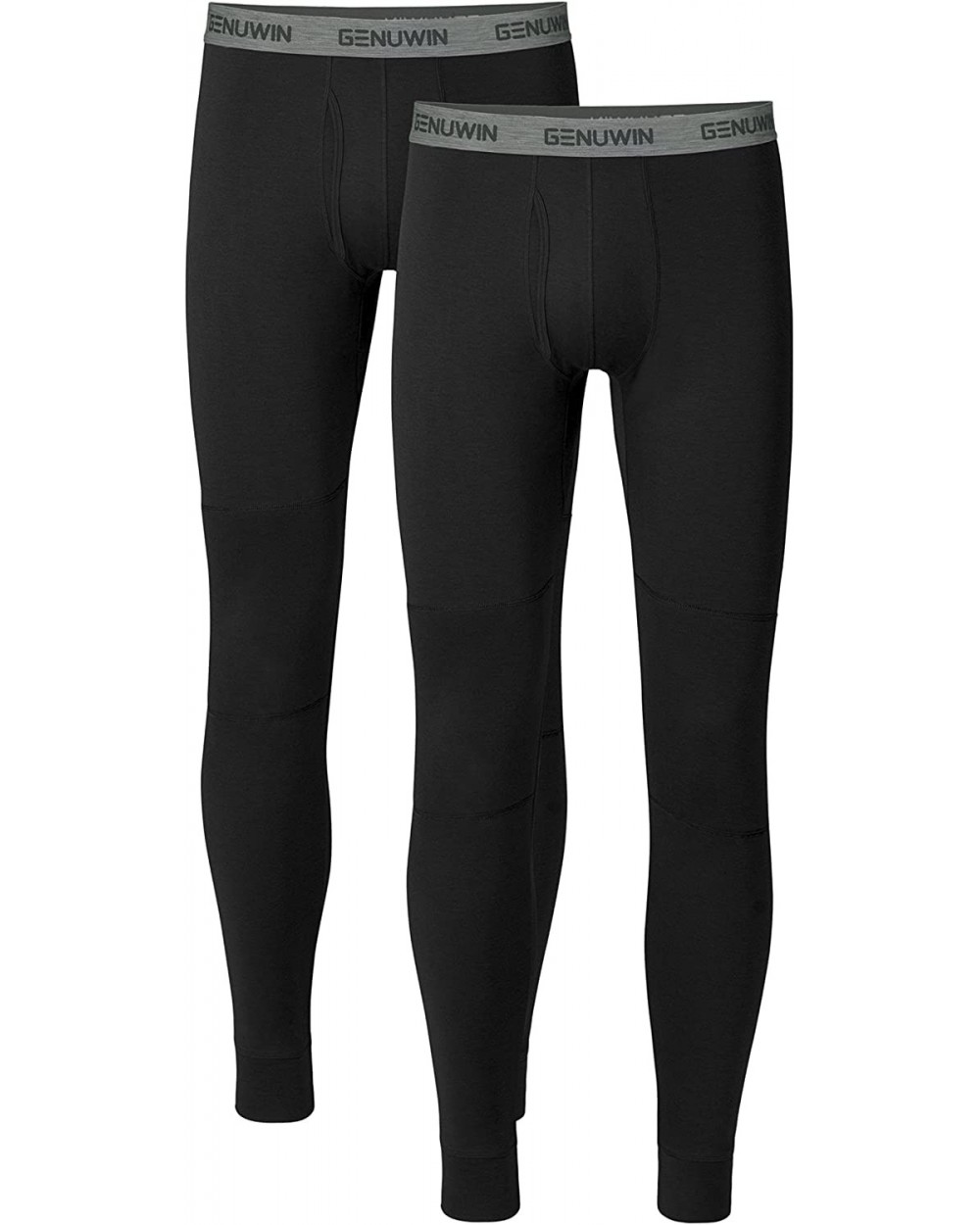 Men's Rib Stretchy Winter Warm Base Layer Top & Bottom Thermal Set Long Johns with Fly - Black2 - CE18XEOXSX6 $31.67 Thermal ...