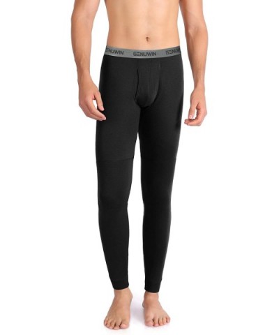 Men's Rib Stretchy Winter Warm Base Layer Top & Bottom Thermal Set Long Johns with Fly - Black2 - CE18XEOXSX6 $31.67 Thermal ...