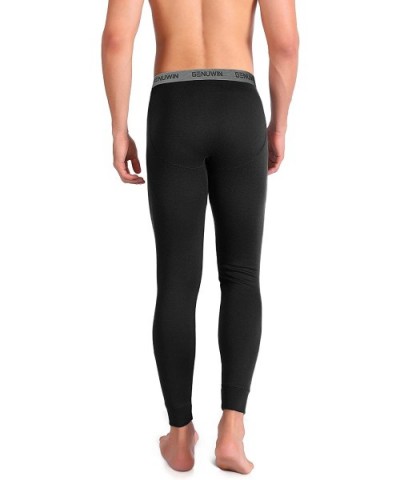 Men's Rib Stretchy Winter Warm Base Layer Top & Bottom Thermal Set Long Johns with Fly - Black2 - CE18XEOXSX6 $31.67 Thermal ...