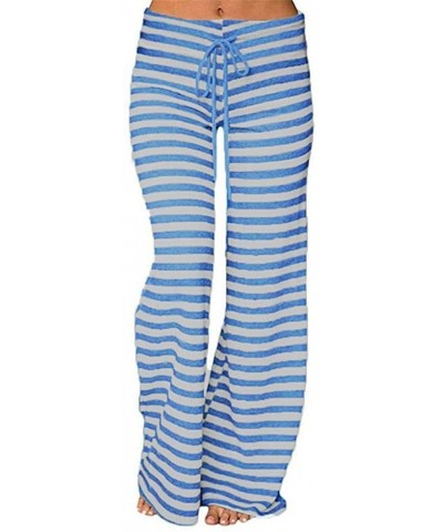 Pajama Pants for Womens Cotton Stretch Knit Lounge Pants Bottoms - Blue - CT18W6KIM2N $28.73 Panties