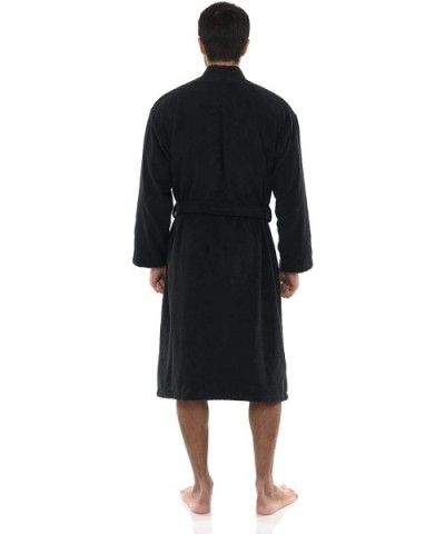 Men's Luxury Robe- Turkish Cotton Terry Kimono Soft Bathrobe - Pirate Black - CW18C3ERNKT $69.35 Robes