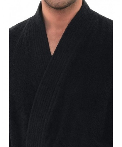 Men's Luxury Robe- Turkish Cotton Terry Kimono Soft Bathrobe - Pirate Black - CW18C3ERNKT $69.35 Robes