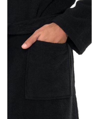 Men's Luxury Robe- Turkish Cotton Terry Kimono Soft Bathrobe - Pirate Black - CW18C3ERNKT $69.35 Robes