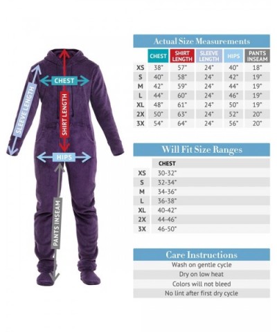 Women's Warm Fleece One Piece Footed Pajamas- Adult Onesie with Hood - Purple Polka Dots - CA12ENM195R $61.71 Sets