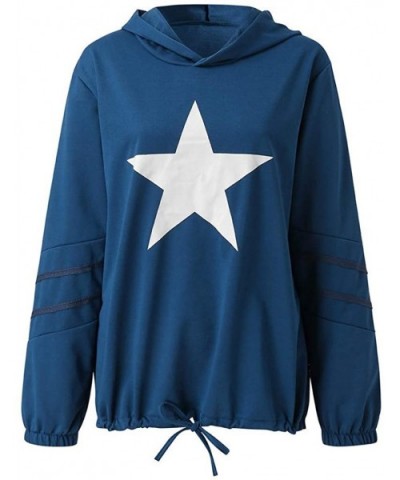 Women Casual Hooded Sweatshirt Long Sleeve Loose Fit Hoodies Knitted Sweater Pullover Tops Shirts - Blue - CF18YCTHNMA $22.48...